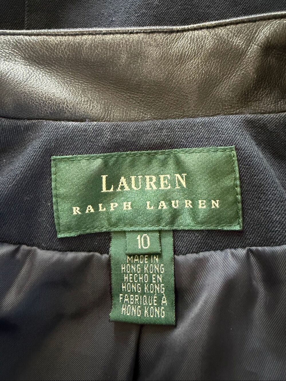 Lauren Ralph Lauren Navy Military Equestrian Jacket Leather Trim Size 10 - Picture 10 of 12